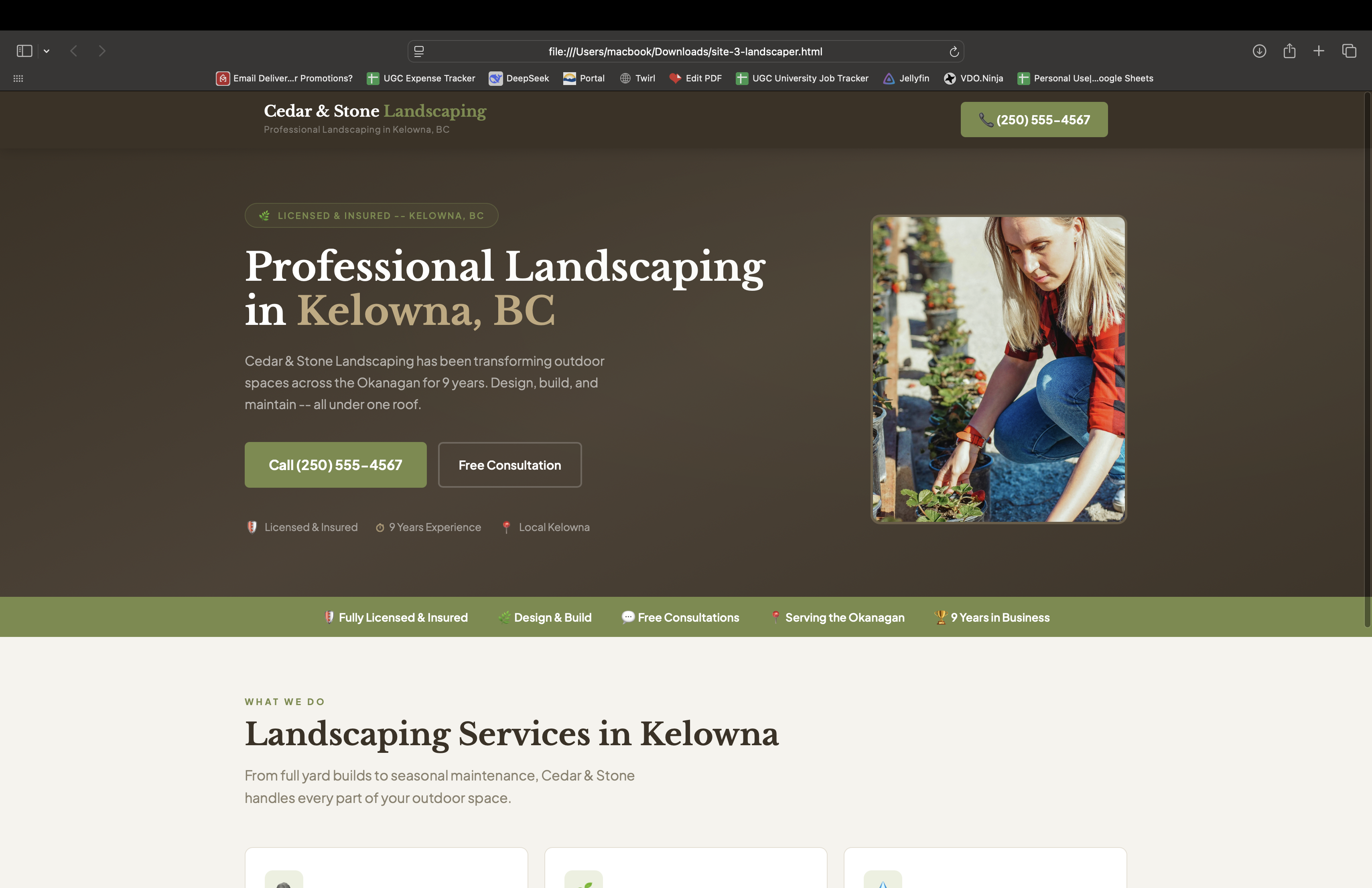 Landscape website screenshot